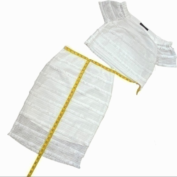 WHBM size 6 white fringe 2 piece skirt top set - Picture 8 of 13